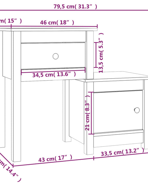 Încărcați imaginea în vizualizatorul Galerie, Noptieră, 79,5x38x65,5 cm, lemn masiv de pin - Lando
