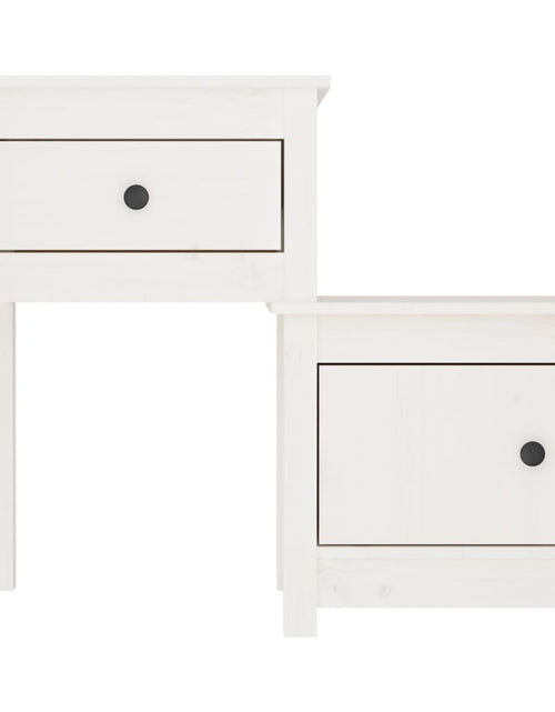 Încărcați imaginea în vizualizatorul Galerie, Noptiere, 2 buc., alb, 79,5x38x65,5 cm, lemn masiv de pin - Lando
