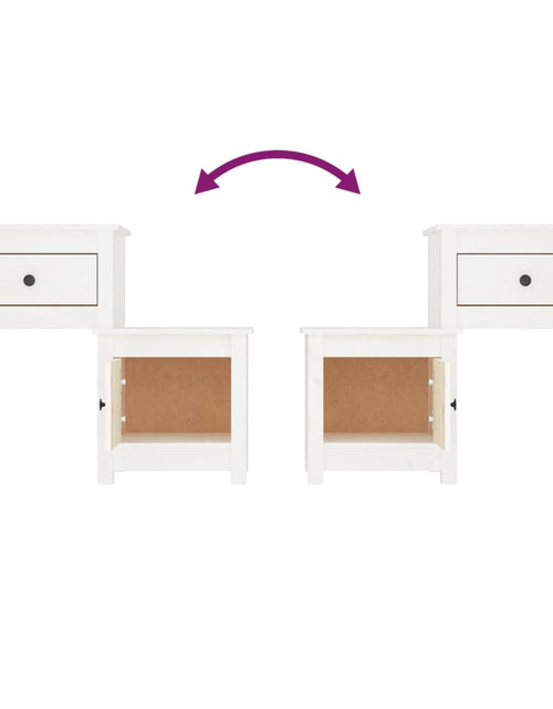 Încărcați imaginea în vizualizatorul Galerie, Noptiere, 2 buc., alb, 79,5x38x65,5 cm, lemn masiv de pin - Lando
