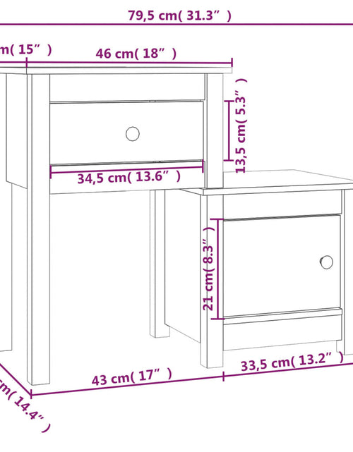 Загрузите изображение в средство просмотра галереи, Noptiere, 2 buc., alb, 79,5x38x65,5 cm, lemn masiv de pin - Lando
