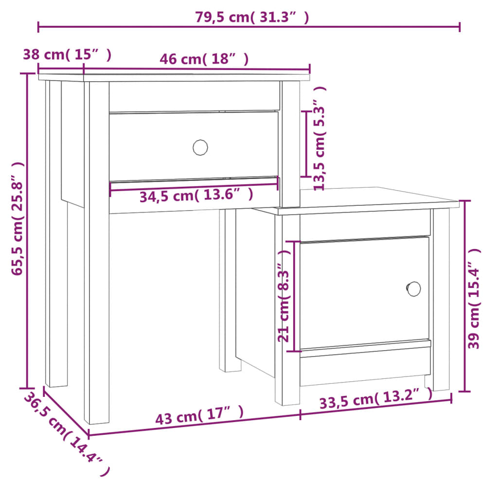 Noptiere, 2 buc., maro miere, 79,5x38x65,5 cm lemn masiv de pin - Lando