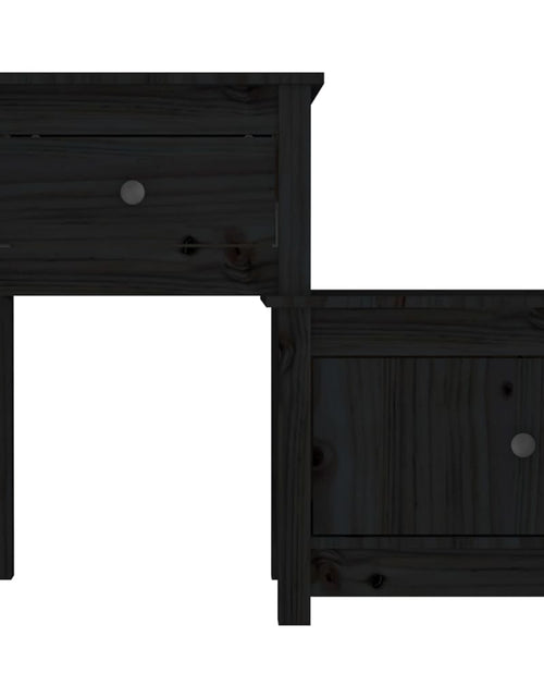 Загрузите изображение в средство просмотра галереи, Noptiere, 2 buc., negru, 79,5x38x65,5 cm, lemn masiv de pin - Lando
