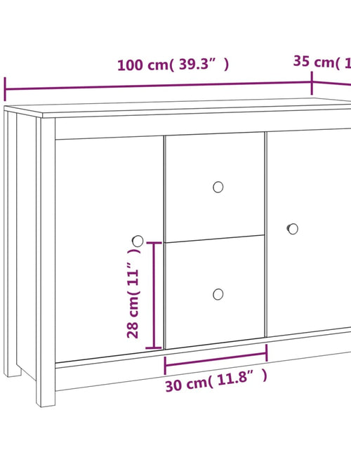 Загрузите изображение в средство просмотра галереи, Servantă, gri, 100x35x74 cm, lemn masiv de pin Lando - Lando
