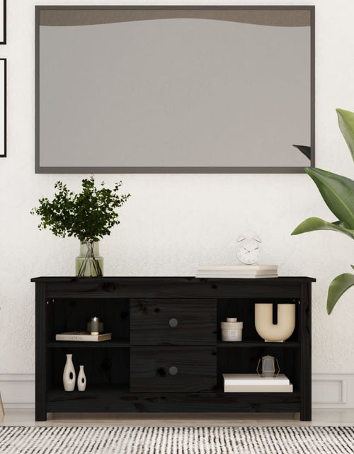 Загрузите изображение в средство просмотра галереи, Comodă TV, negru, 103x36,5x52 cm, lemn masiv de pin Lando - Lando
