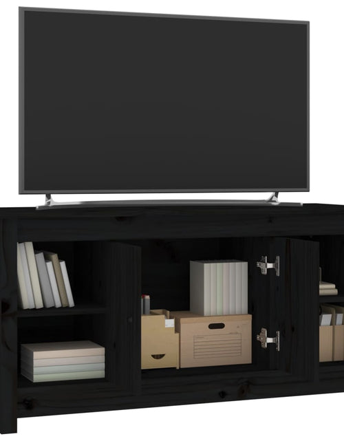 Загрузите изображение в средство просмотра галереи, Comodă TV, negru, 103x36,5x52 cm, lemn masiv de pin Lando - Lando
