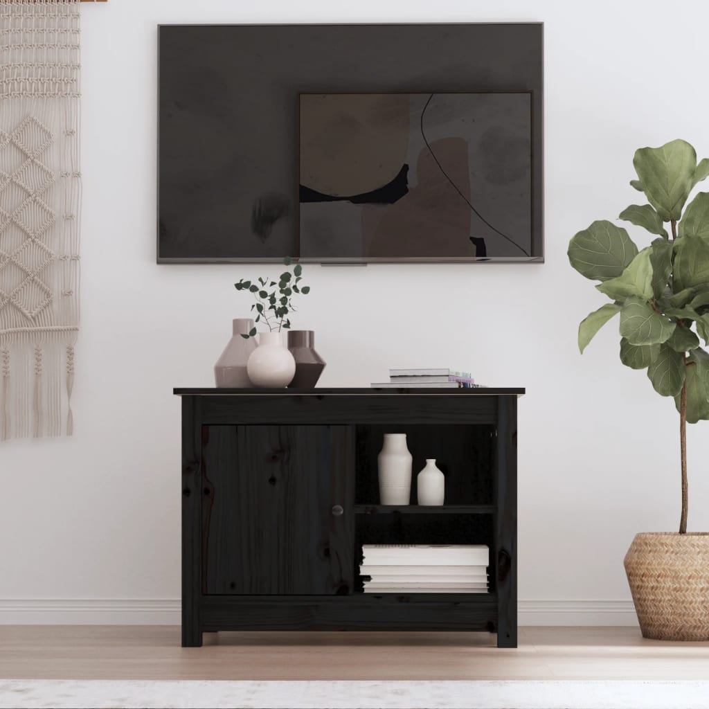 Comodă TV, negru, 70x36,5x52 cm, lemn masiv de pin Lando - Lando