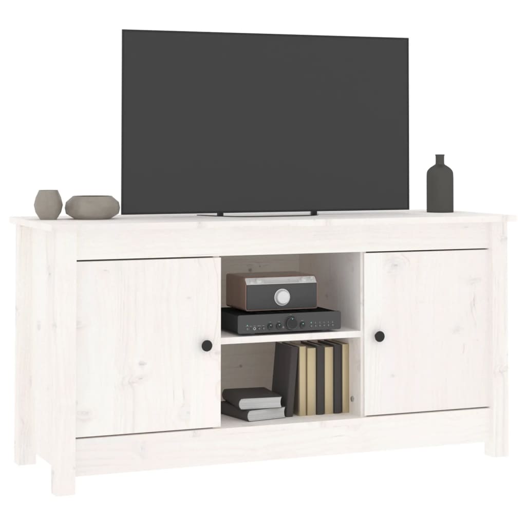 Comodă TV, alb, 103x36,5x52 cm, lemn masiv de pin Lando - Lando