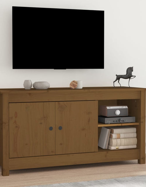Încărcați imaginea în vizualizatorul Galerie, Comodă TV, maro miere, 103x36,5x52 cm, lemn masiv de pin Lando - Lando
