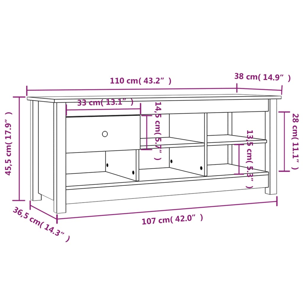 Dulap pentru pantofi, gri, 110x38x45,5 cm, lemn masiv pin - Lando