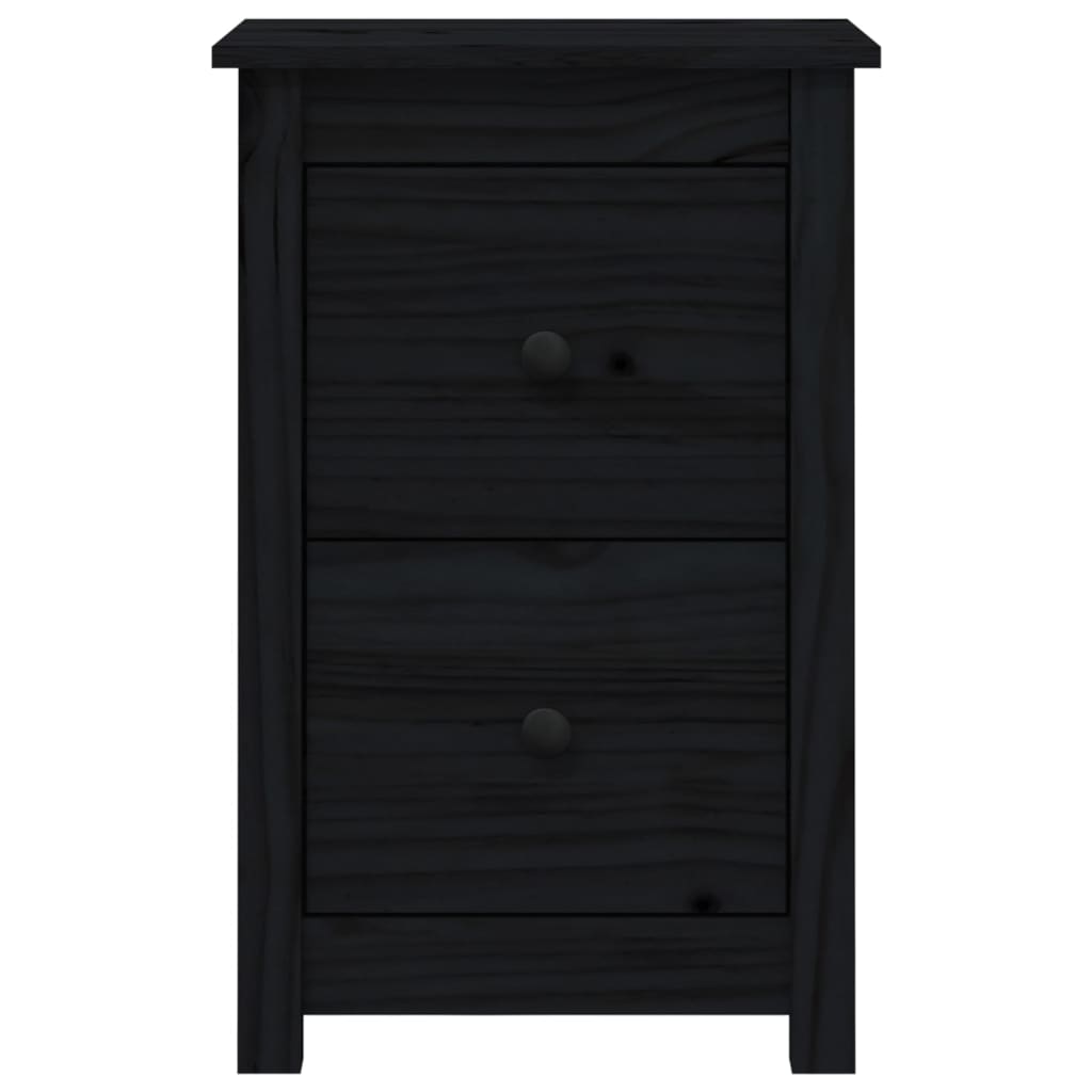 Noptiere, 2 buc., negru, 40x35x61,5 cm, lemn masiv de pin - Lando
