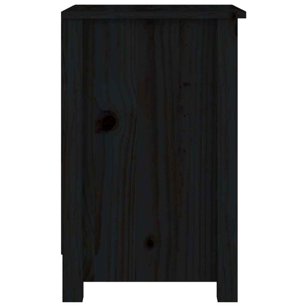 Noptiere, 2 buc., negru, 40x35x55 cm, lemn masiv de pin - Lando