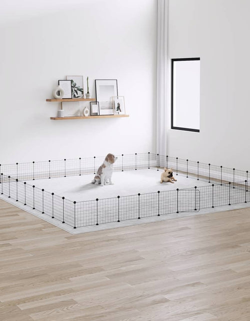 Încărcați imaginea în vizualizatorul Galerie, Cușcă animale de companie cu ușă 44 panouri negru 35x35 cm oțel - Lando
