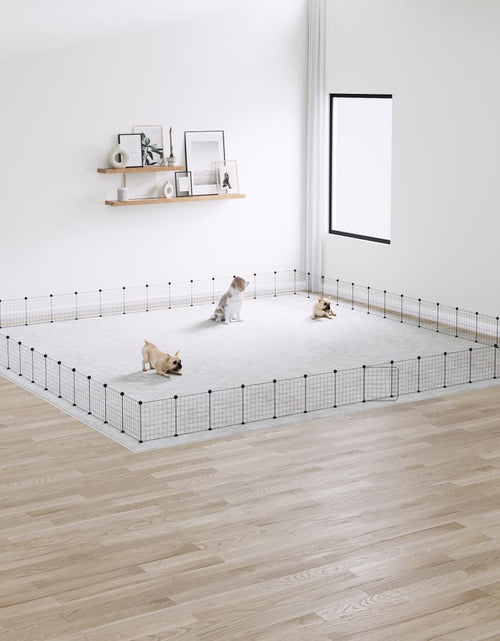 Încărcați imaginea în vizualizatorul Galerie, Cușcă animale de companie cu ușă 60 panouri negru 35x35 cm oțel - Lando
