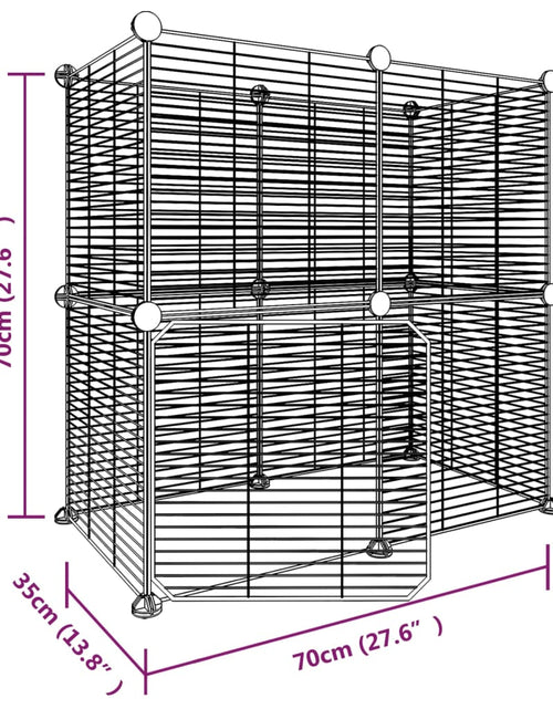 Încărcați imaginea în vizualizatorul Galerie, Cușcă animale de companie cu ușă 12 panouri negru 35x35 cm oțel Lando - Lando
