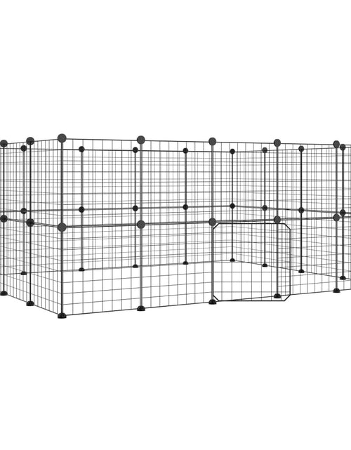Încărcați imaginea în vizualizatorul Galerie, Cușcă animale de companie cu ușă 36 panouri negru 35x35 cm oțel - Lando
