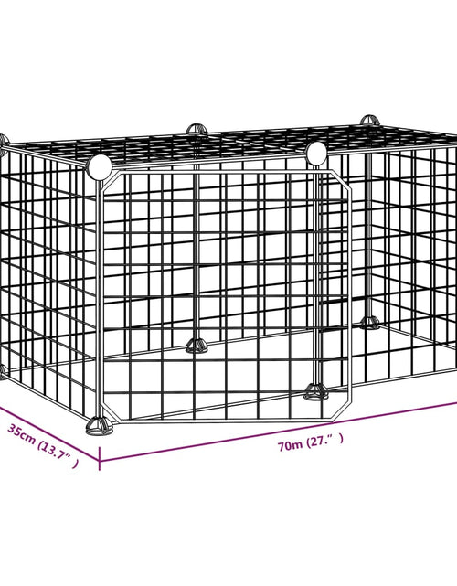 Încărcați imaginea în vizualizatorul Galerie, Cușcă animale de companie cu ușă, 8 panouri, negru 35x35cm oțel Lando - Lando
