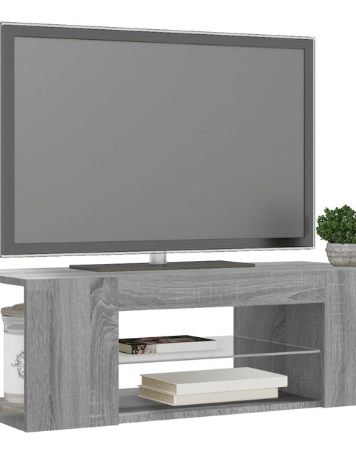 Загрузите изображение в средство просмотра галереи, Comodă TV cu lumini LED, gri sonoma, 90x39x30 cm Lando - Lando
