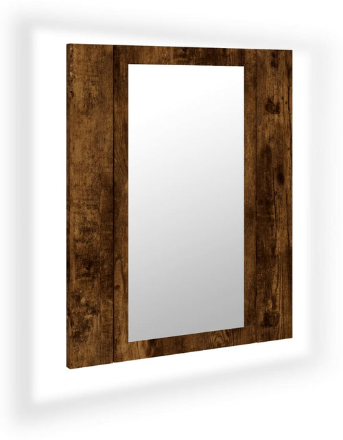 Încărcați imaginea în vizualizatorul Galerie, Dulap cu oglindă de baie LED, stejar fumuriu, 40x12x45 cm, lemn Lando - Lando
