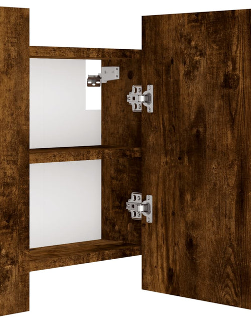 Загрузите изображение в средство просмотра галереи, Dulap cu oglindă de baie LED, stejar fumuriu, 40x12x45 cm, lemn Lando - Lando

