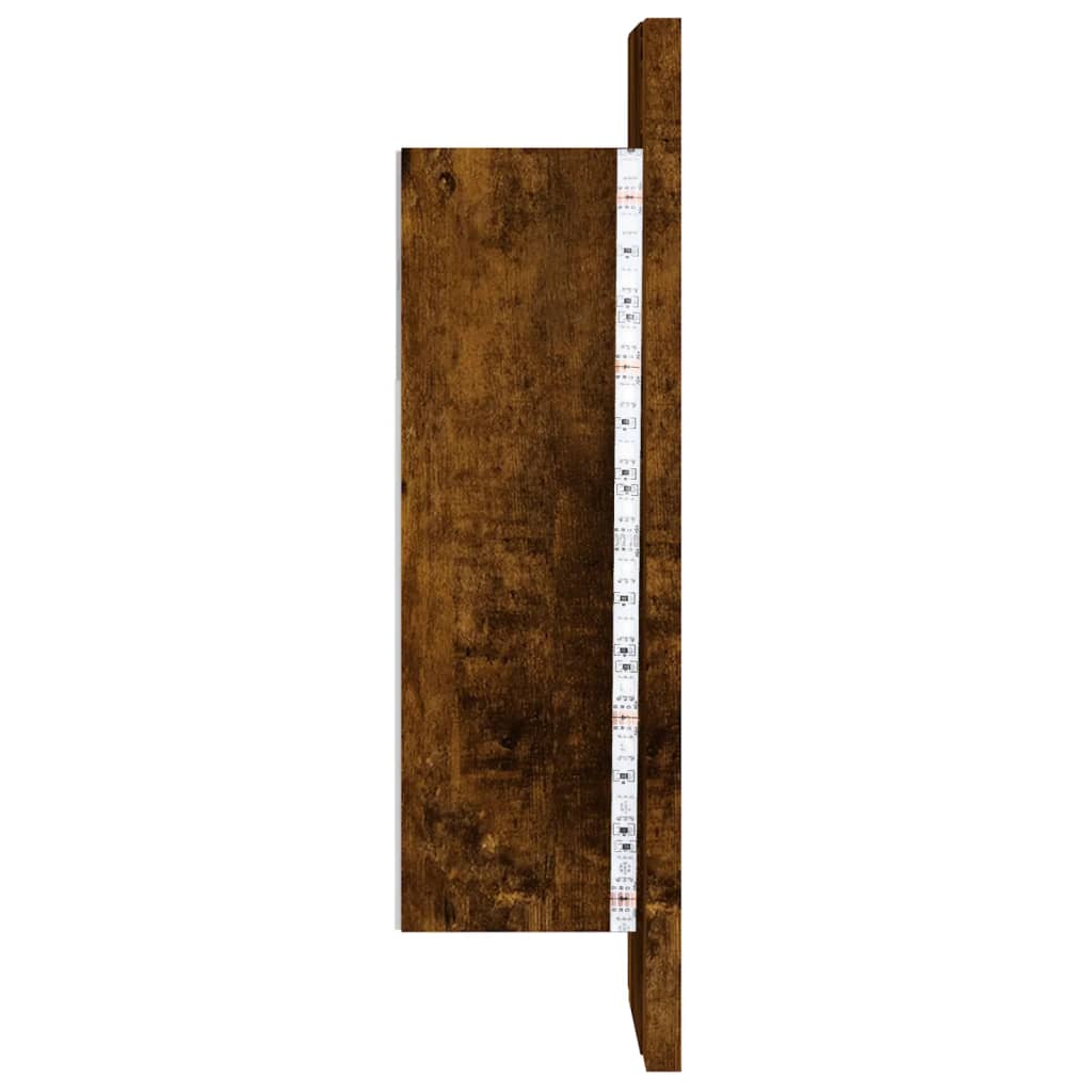 Dulap cu oglindă de baie LED, stejar fumuriu, 40x12x45 cm, lemn Lando - Lando