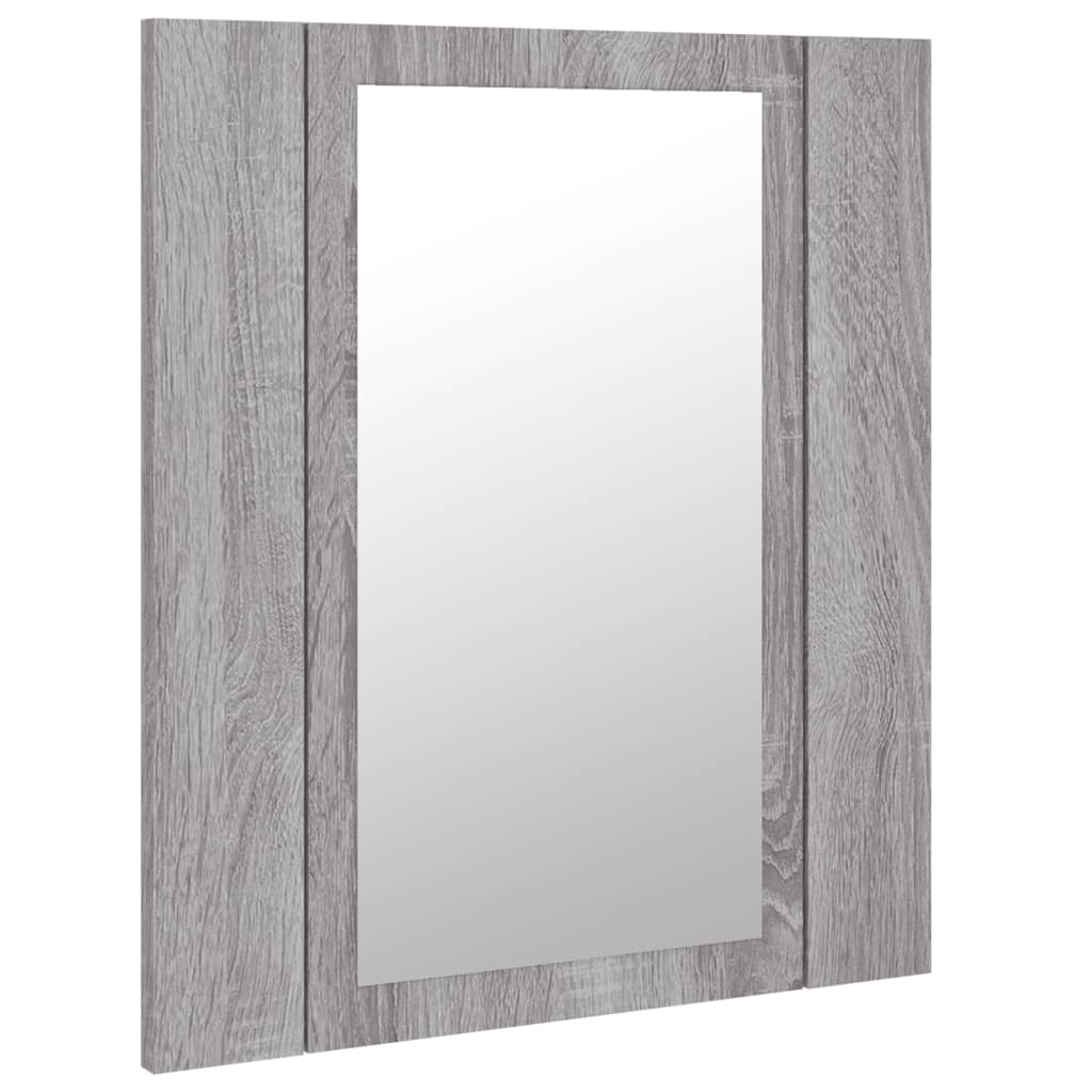 Dulap cu oglindă cu LED de baie, gri sonoma, 40x12x45 cm, lemn Lando - Lando