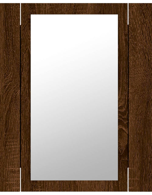 Încărcați imaginea în vizualizatorul Galerie, Dulap cu oglindă de baie LED, stejar maro, 40x12x45 cm, lemn Lando - Lando
