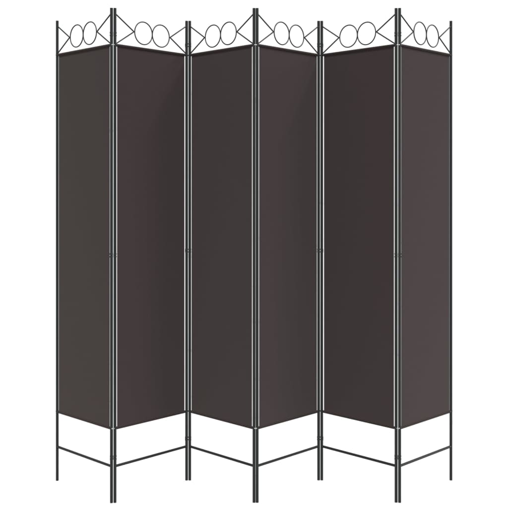 Paravan de cameră cu 6 panouri, maro, 240x200 cm, textil - Lando