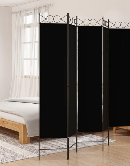 Încărcați imaginea în vizualizatorul Galerie, Paravan de cameră cu 6 panouri, negru, 240x200 cm, textil - Lando
