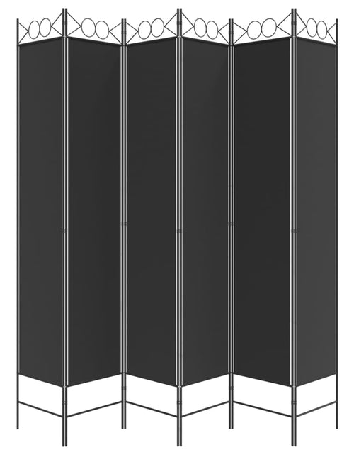 Încărcați imaginea în vizualizatorul Galerie, Paravan de cameră cu 6 panouri, negru, 240x220 cm, textil - Lando
