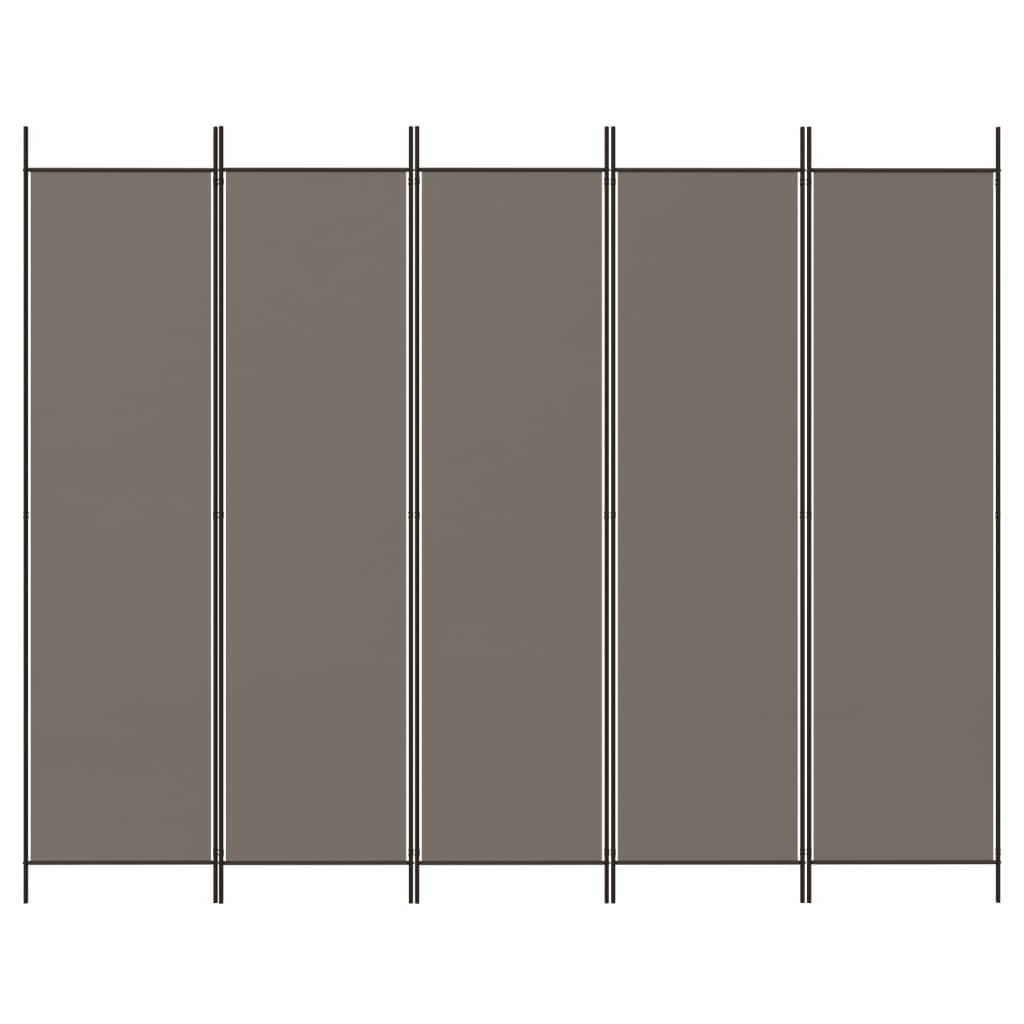 Paravan de cameră cu 4 panouri, antracit, 250x200 cm, textil - Lando