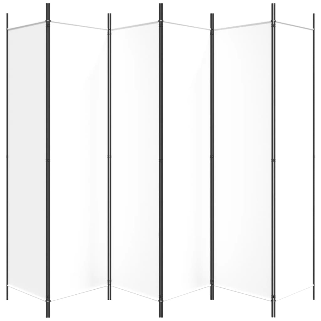 Paravan de cameră cu 6 panouri, alb, 300x200 cm, textil - Lando