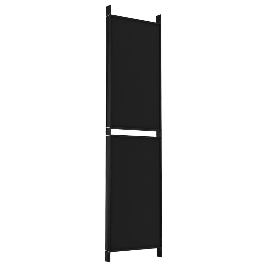 Paravan de cameră cu 5 panouri, negru, 250x200 cm, textil - Lando
