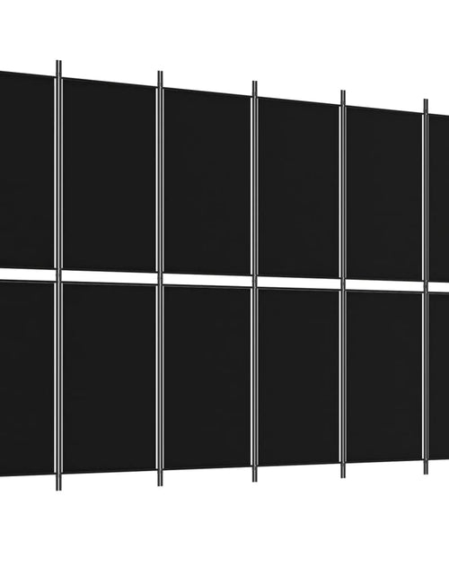 Încărcați imaginea în vizualizatorul Galerie, Paravan de cameră cu 6 panouri, negru, 300x200 cm, textil - Lando
