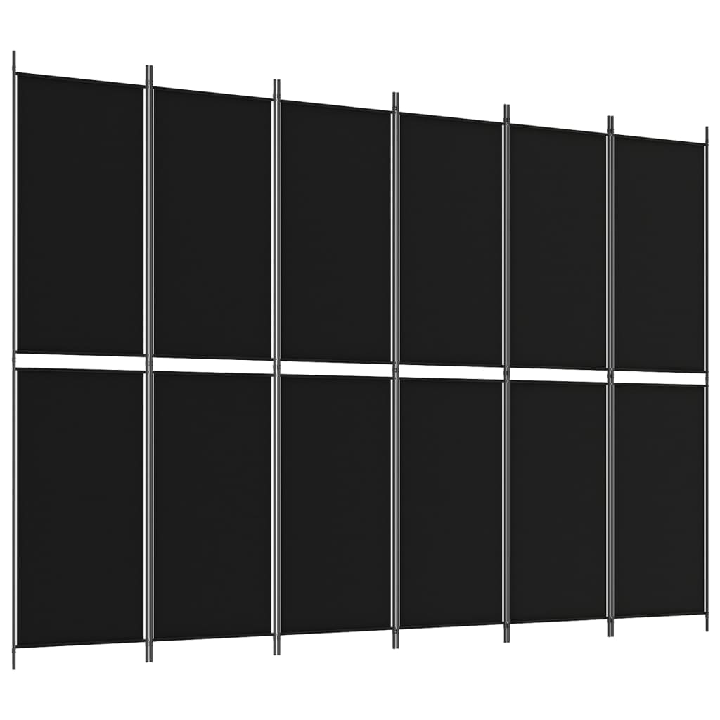 Paravan de cameră cu 6 panouri, negru, 300x220 cm, textil - Lando