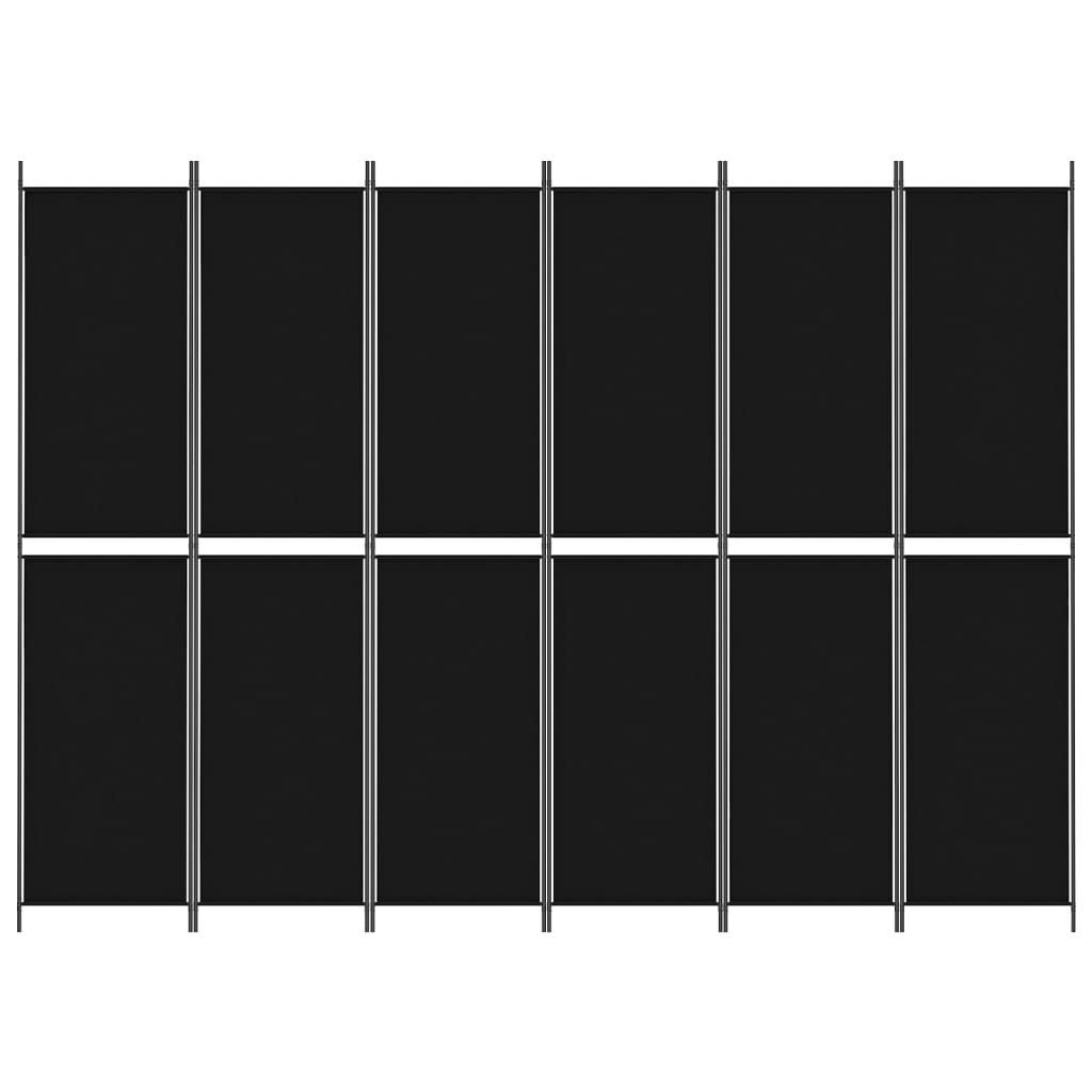 Paravan de cameră cu 6 panouri, negru, 300x220 cm, textil - Lando