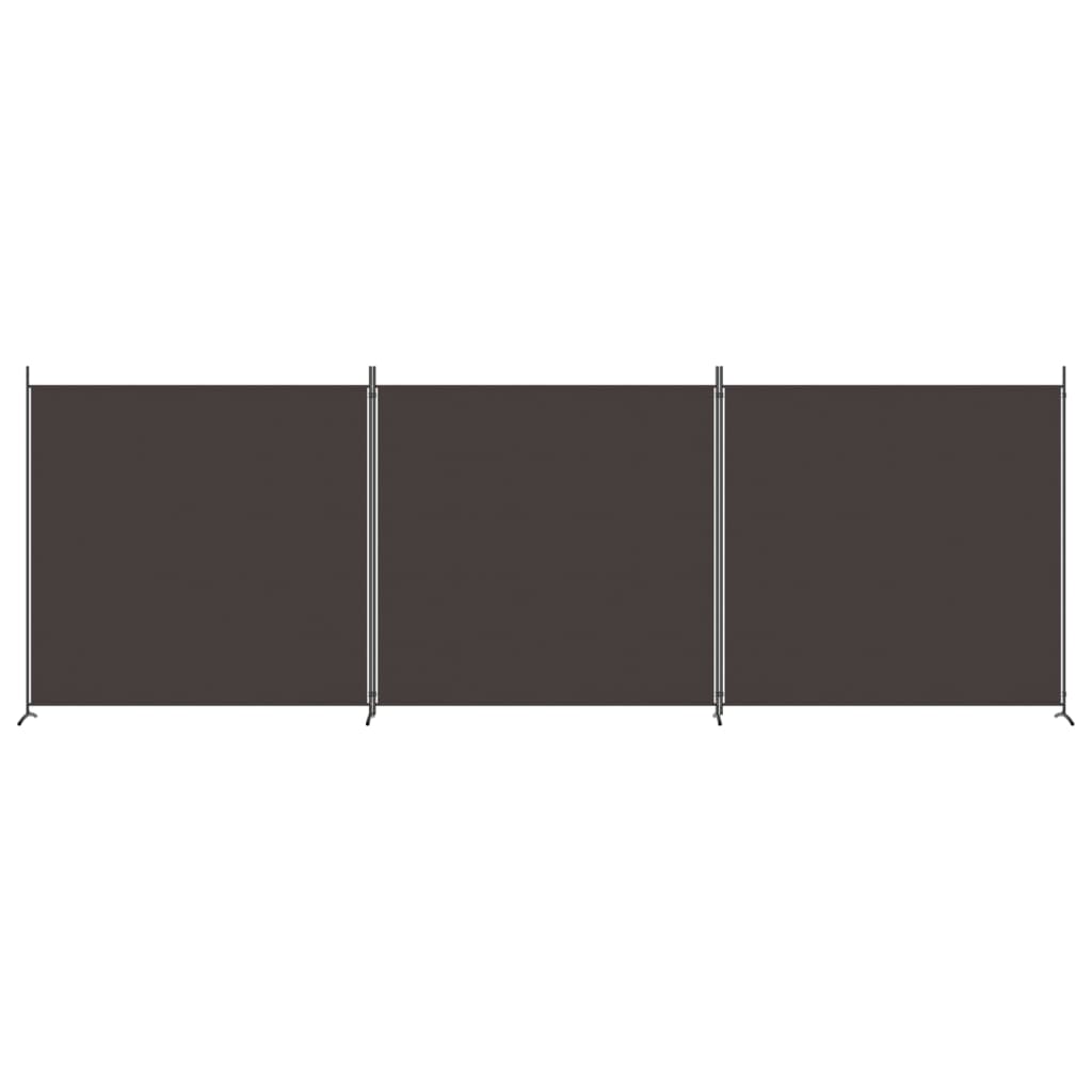 Paravan de cameră cu 3 panouri, maro, 525x180 cm, textil - Lando