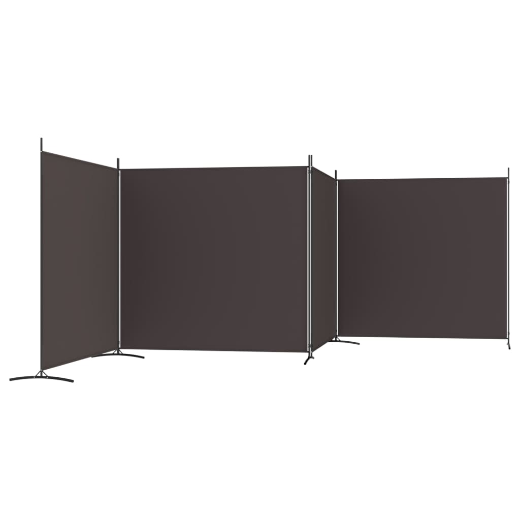 Paravan de cameră cu 4 panouri, maro, 698x180 cm, textil - Lando