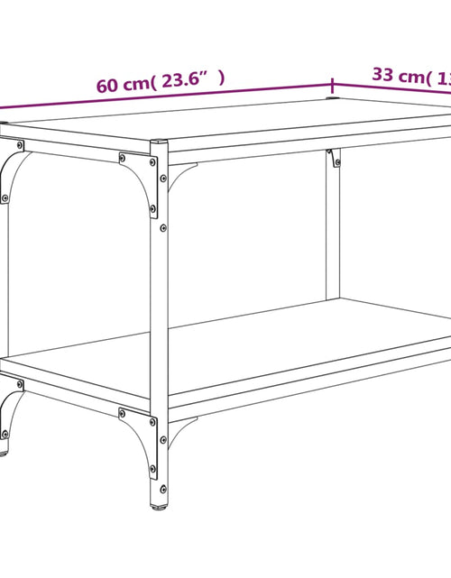 Загрузите изображение в средство просмотра галереи, Comodă TV, stejar fumuriu, 60x33x41 cm, lemn prelucrat și oțel Lando - Lando
