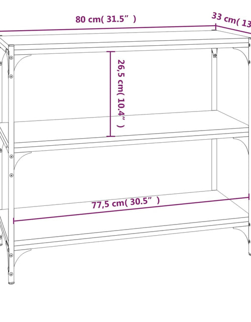 Încărcați imaginea în vizualizatorul Galerie, Raft cărți stejar fumuriu 80x33x70,5 cm, lemn prelucrat și oțel Lando - Lando

