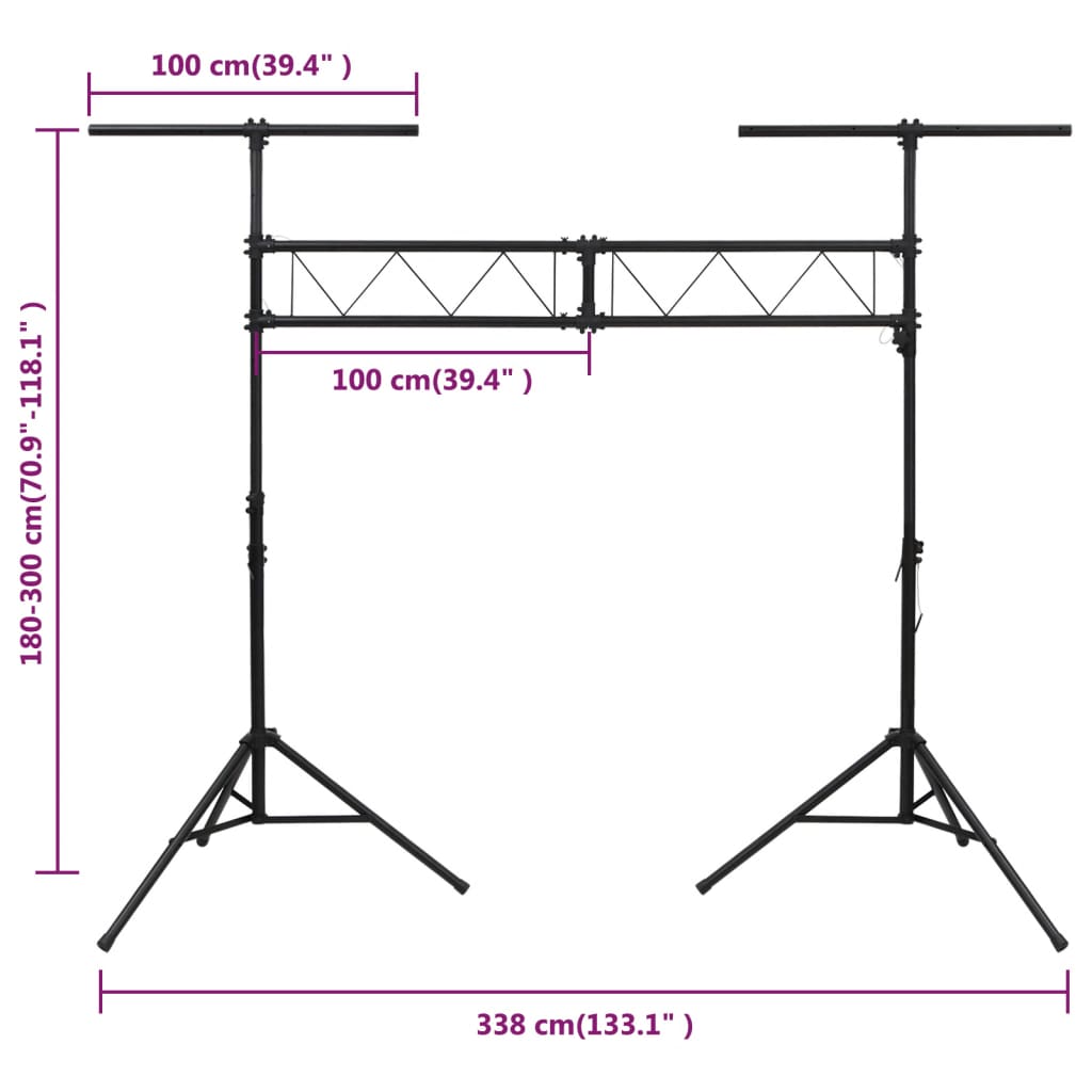 Suport de reflector, negru, 338x115x(180-300) cm, oțel Lando - Lando