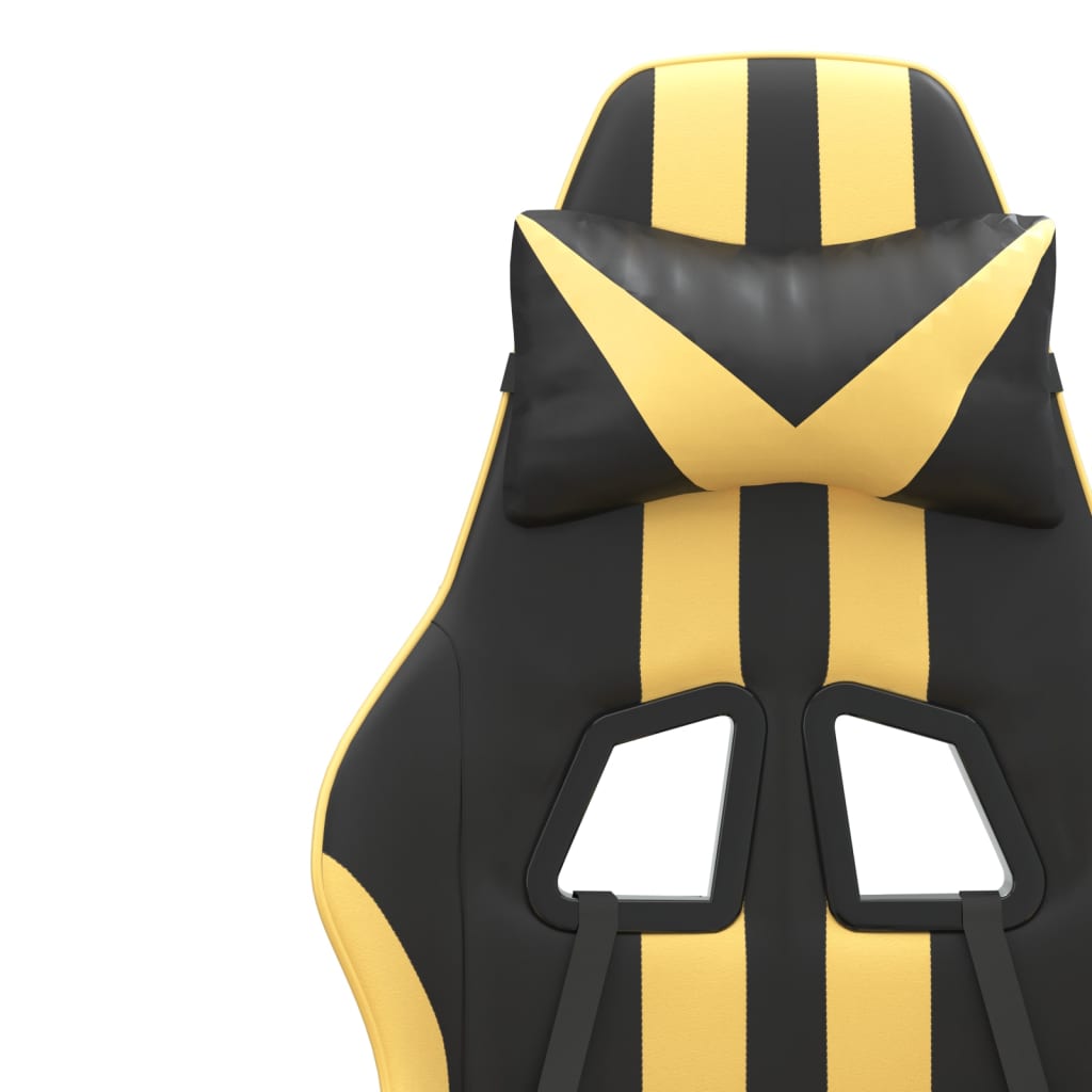Scaun de gaming pivotant, negru și auriu, piele ecologică Lando - Lando