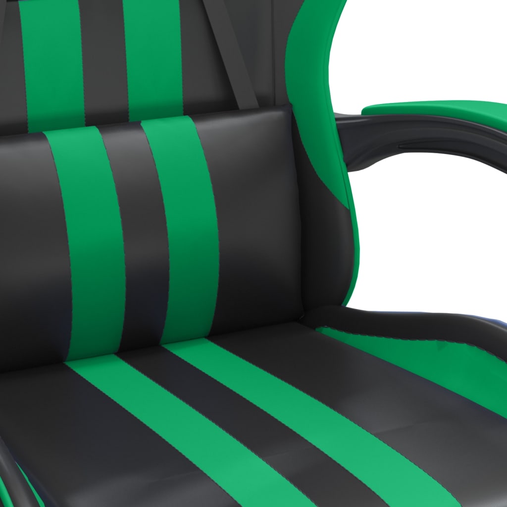 Scaun de gaming pivotant, negru și verde, piele ecologică Lando - Lando