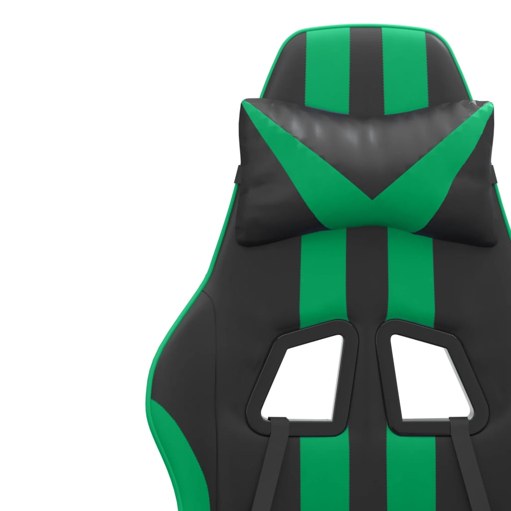 Scaun de gaming pivotant, negru și verde, piele ecologică Lando - Lando
