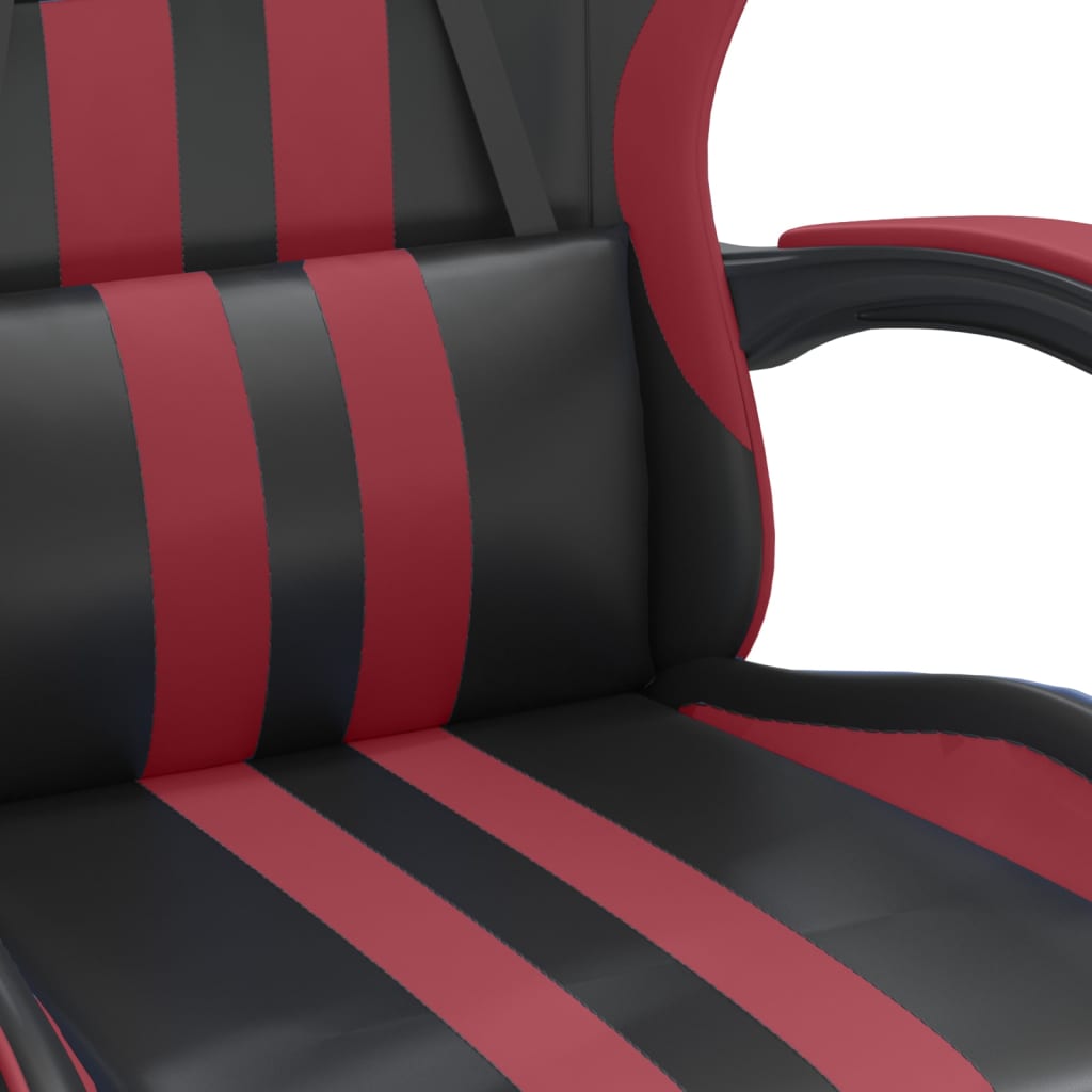Scaun de gaming pivotant, negru și roșu vin, piele ecologică Lando - Lando