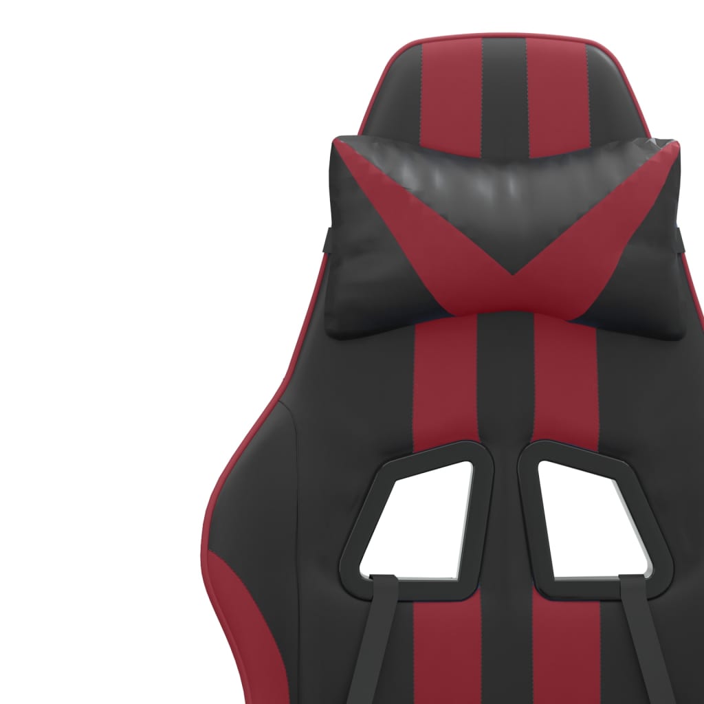 Scaun de gaming pivotant, negru și roșu vin, piele ecologică Lando - Lando