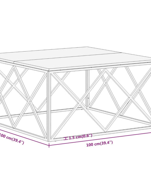 Загрузите изображение в средство просмотра галереи, Măsuță de cafea oțel inoxidabil argintiu și traverse lemn masiv - Lando
