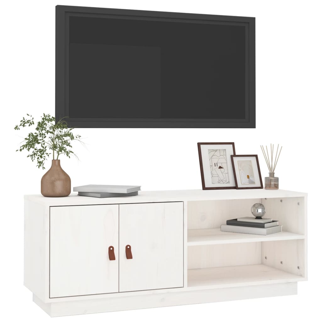 Comodă TV, alb, 105x34x40 cm, lemn masiv de pin Lando - Lando