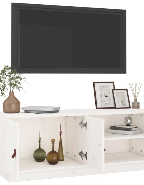 Загрузите изображение в средство просмотра галереи, Comodă TV, alb, 105x34x40 cm, lemn masiv de pin Lando - Lando
