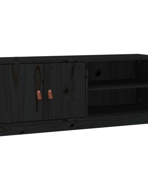 Încărcați imaginea în vizualizatorul Galerie, Comodă TV, negru, 105x34x40 cm, lemn masiv de pin Lando - Lando
