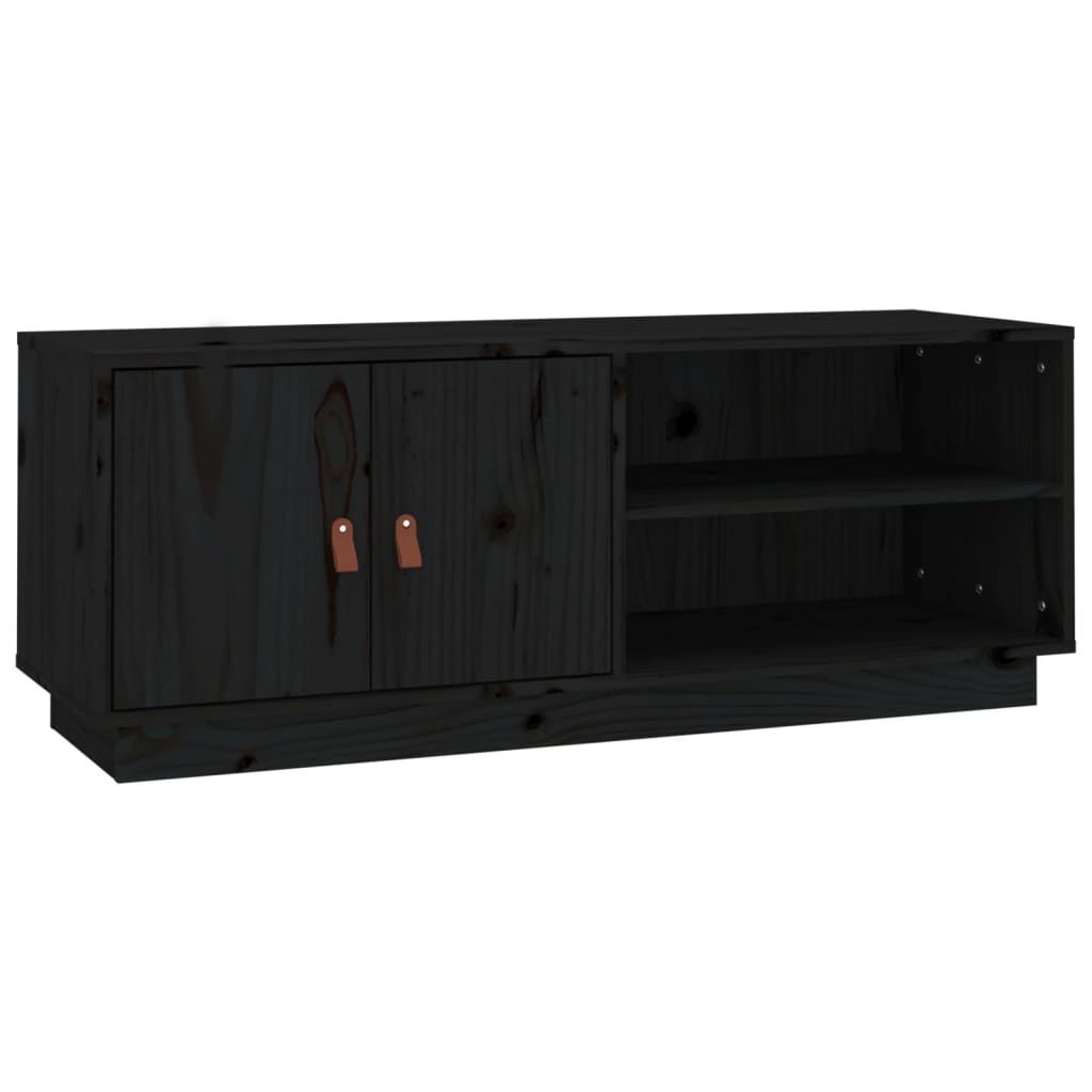 Comodă TV, negru, 105x34x40 cm, lemn masiv de pin Lando - Lando